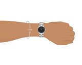 Daniel Wellington Iconic Link Black Dial Silver Steel Strap Watch For Women - DW00100206