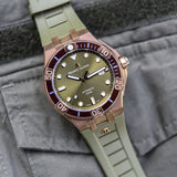 Maurice Lacroix Aikon Venturer Bronze Dial Green Rubber Strap Watch For Men - AI6058-BRZ01-630-1