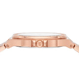 Michael Kors Lennox Three Hand Silver Dial Rose Gold Steel Strap Watch For Women - MK7279