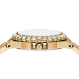 Michael Kors Lennox Quartz Green Dial Gold Steel Strap Watch For Women - MK7395