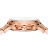 Michael Kors Runway Chronograph Pink Dial Rose Gold Steel Strap Watch For Women - MK7352