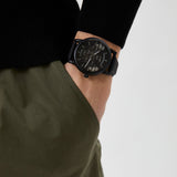 Emporio Armani Meccanico Quartz Black Dial Black Leather Strap Watch For Men - AR60032
