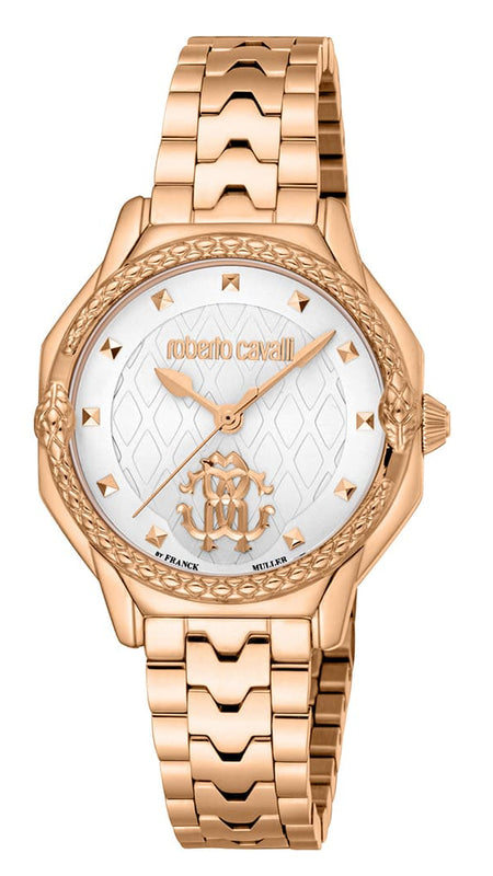 Just Cavalli Classic White Dial Rose Gold Steel Strap Watch for Women - RV1L225M0061