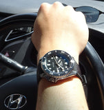 Seiko 5 Sports SKX Automatic Black Dial Black Leather Strap Watch for Men - SRPD55K2