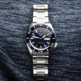 Seiko 5 Sports Automatic Blue Dial Silver Steel Strap Watch for Men - SRPK97K1