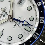 Seiko 5 Sports SKX GMT Automatic Sky Blue Dial Silver Steel Strap Watch For Men - SSK033K1