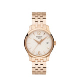 Tissot T Classic Tradition Lady White Dial Rose Gold Steel Strap Watch for Women - T063.210.33.037.00