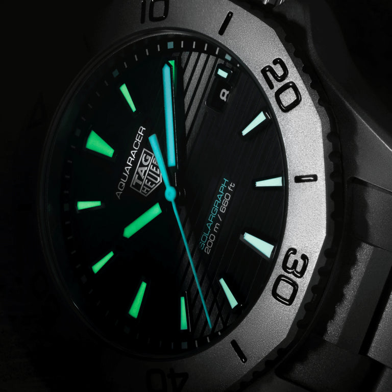 Tag Heuer Aquaracer Professional 200 Solargraph Quartz Black Dial Silver Steel Strap Watch for Men - WBP1180.BF0000
