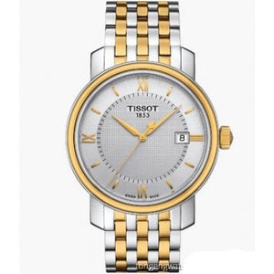 Tissot T Classic Bridgeport Quartz Silver Dial Two Tone Mesh Bracelet Watch For Men - T097.410.22.036.00
