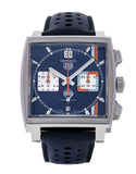 Tag Heuer Monaco Gulf Automatic Chronograph Blue Dial Blue Leather Strap Watch for Men - CBL2115.FC6494