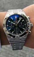 Breitling Chronomat B01 42mm Green Dial Silver Steel Strap Watch for Men - AB01343A1L1A1