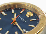 Versace Hellenyium Quartz Blue Dial Two Tone Steel Strap Watch For Men - VEVK00520