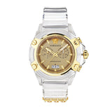 Versace Icon Active Chronograph Gold Dial White Silicone Strap Watch for Men - VEZ700121