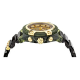 Versace Icon Active Chronograph Gold Dial Black Silicone Strap Watch For Men - VEZ700321