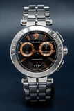 Versace Aion Chronograph Analog Black Dial Silver Steel Strap Watch For Men - VE1D01019