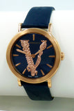 Versace Virtus Quartz Blue Dial Blue Leather Strap Watch for Women - VEHC00419