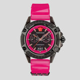 Versace Icon Active Chronograph Black Dial Pink Rubber Strap Watch For Men - VEZ700221
