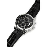 Guess Exec Chronograph Quartz Black Dial Black Leather Strap Watch for Men - W0076G1