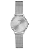 Guess Chelsea Quartz Silver Dial Silver Mesh Strap Watch For Women - W0647L6