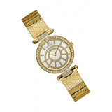Guess Muse Crystals White Dial Rose Gold Steel Strap Watch For Women - W1008L2