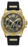 Guess Frontier Crystals Black Dial Black Silicone Strap Watch For Men - W1132G1