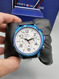 Tommy Hilfiger Jake Multi Function Quartz White Dial Black Leather Strap Watch for Men - 1791235