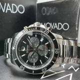 Movado Series 800 Chronograph Black Dial Silver Steel Strap Watch For Men - 2600142