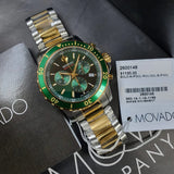 Movado Series 800 Chronograph Green Dial Two Tone Steel Strap Watch For Men - 2600148