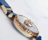 Versace Palazzo Empire Greca Quartz Blue Dial Blue Leather Strap Watch for Women - VEDV00219