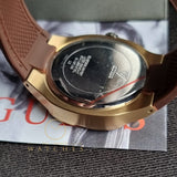 Guess Headline Chronograph Blue Dial Brown Silicone Strap Watch For Men - GW0571G5