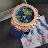 Guess Empire Analog Quartz Lime Green Dial Blue Silicon Strap Watch for Men - GW0583G3