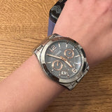 Fossil Perfect Boyfriend Mother of Pearl Blue Dial Silver Steel Strap Watch for Women - ES3880