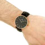 Daniel Wellington Classic Reading Black Dial Black Leather Strap Watch For Men - DW00100129