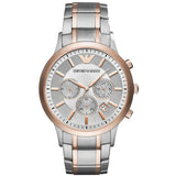Emporio Armani Renato Chronograph Silver Dial Two Tone Steel Strap Watch For Men - AR11076