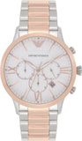 Emporio Armani Giovanni Chronograph Quartz White Dial Two Tone Steel Strap Watch For Men - AR11209