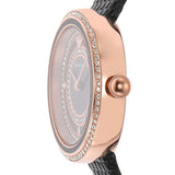 Emporio Armani Rosa Two Hand Black Dial Black Leather Strap Watch For Women - AR11493