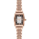 Emporio Armani Gianni T-Bar Analog Crystal Brown Dial Rose Gold Steel Strap Watch For Women - AR11407