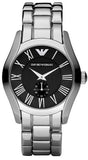 Emporio Armani Valente Black Dial Silver Steel Strap Watch For Men - AR0680
