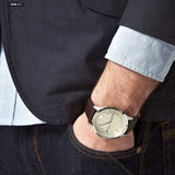 Armani Exchange Whitman Silver Dial Brown Leather Strap Watch For Men - AX2100