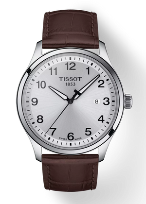 Tissot T-Sport Gent XL Silver Dial Brown Leather Strap Watch for Men - T116.410.16.037.00