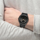 Hugo Boss Steer Chronorgaph Black Dial Black Steel Strap Watch For Men - 1514068