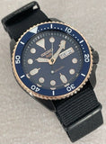 Seiko 5 Sports Automatic Blue Dial Black NATO Strap Watch for Men - SBSA098