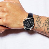 Hugo Boss Jet Chronograph Black Dial Black Leather Strap Watch for Men - 1513279