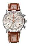 Breitling Navitimer B01 Chronograph 41 White Dial Brown Leather Strap Watch for Men - AB0139211G1P1