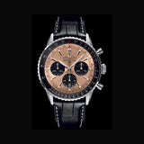 Breitling Navitimer B01 Chronograph 43 Brown Dial Black Leather Strap Watch for Men - AB0138241K1P1