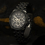 Bulova Octova Chronograph Black Crystal Dial Black Steel Strap Watch for Men - 98C134