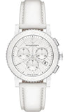 Burberry City Chronograph White Dial White Leather Strap Watch For Women - BU9701