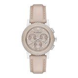 Burberry The City Chronograph Rose Gold Dial Beige Leather Strap Watch For Women - BU9702