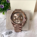 Michael Kors Bradshaw Chronograph Brown Dial Brown Steel Strap Watch For Women - MK6247