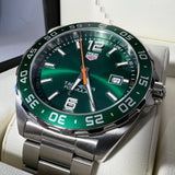 Tag Heuer Formula 1 Quartz Green Dial Silver Steel Strap Watch for Men - WAZ1017.BA0842